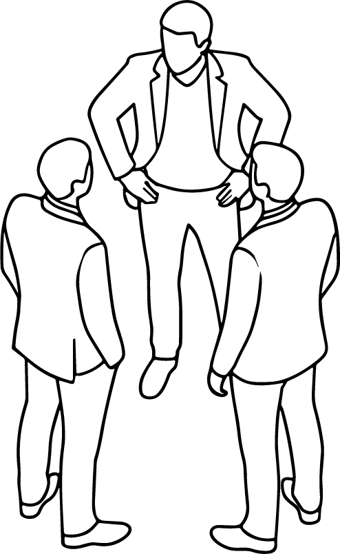 立ち話している三人の男性のイラスト