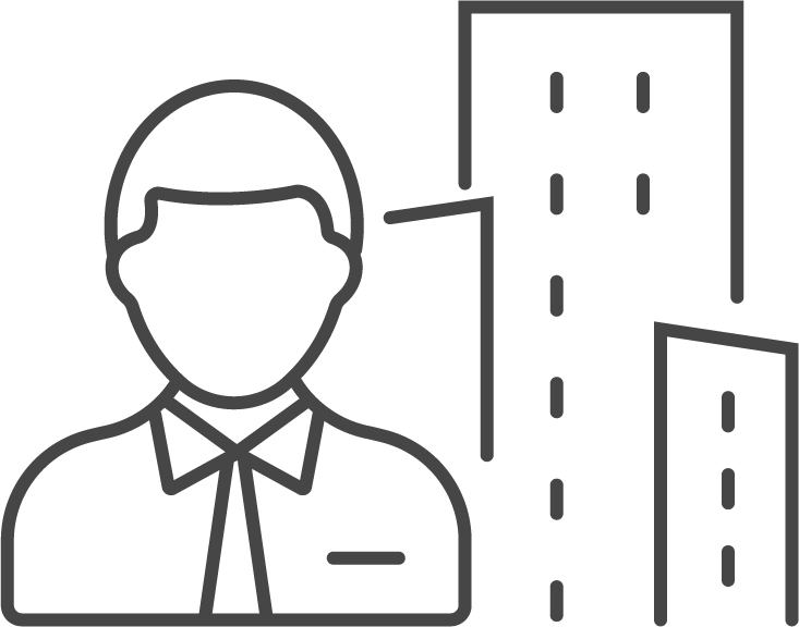 ビルと男性のイラスト